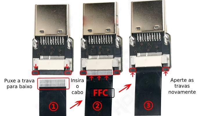 Como montar a trava do Cabo HDMI Flat Flexível A1-A1 HDMI - [1035712]