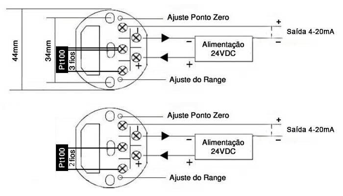  Ligação Transmissor de Temperatura Pt100 - [1035751]