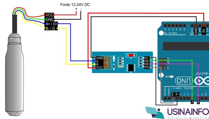 Esquema de  ligação Sensor de Nível Submersível com Arduino - [1035823]