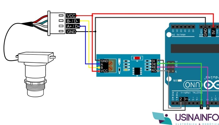 Conexão Sensor Ultrassônico de Distância RS485 com computador utilizando Conversor USB - [1035898]