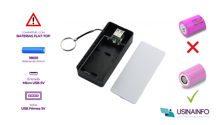Carregador Portatil Power Bank 18650 Flat-top Duplo - OUTLET - [1035949]