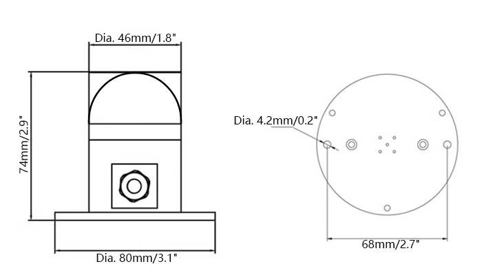 Dimensões Sensor Radiação Solar RS-RA-N01-AL - [1035973]