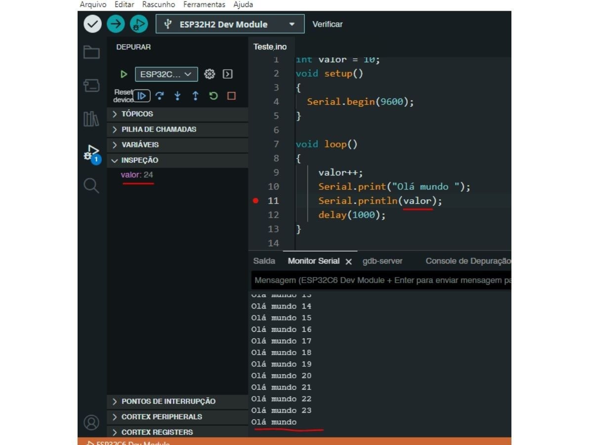 Demonstração ESP32-H2 DevKitM-1 em modo Debug com USB-C - [1036167]