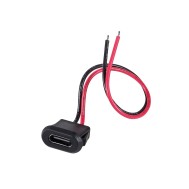 Conector USB-C F&ecirc;mea com Rabicho de Alimenta&ccedil;&atilde;o 2 Fios para Painel - DIY