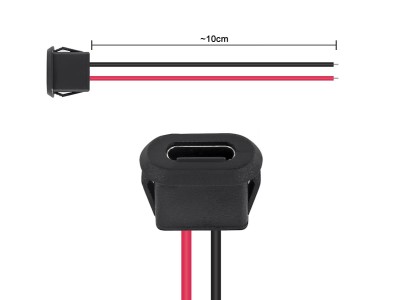 Dimensões Conector USB-C Fêmea com Rabicho de Alimentação - Imagem 2