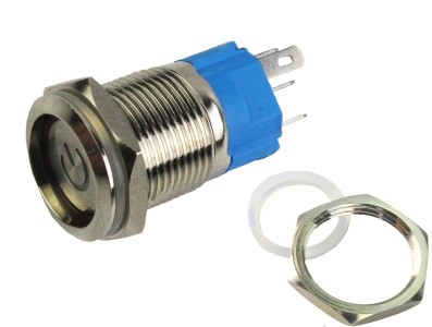 Interruptor com Travamento 16mm LED Vermelho 3-6VDC em A&ccedil;o Inox Imperme&aacute;vel com S&iacute;mbolo MC221 - Imagem 3