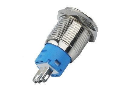 Pulsador Push Button NA Reto 16mm em Aço Inox com Pinos - Impermeável - Imagem 2
