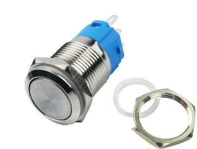 Pulsador Push Button NA Reto 16mm em Aço Inox com Pinos - Impermeável - Imagem 3