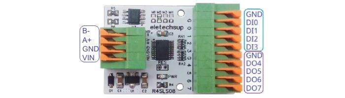 Pinout -- Pinos de conexão Módulo RS485 Modbus RTU R4SLS08 - [1036626]