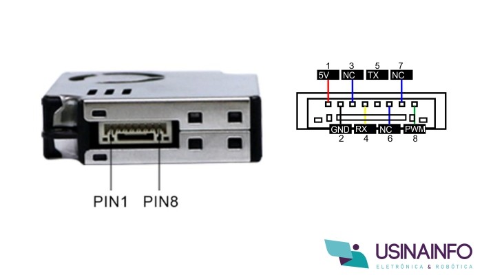 Pinout / Pinos de Conexão Sensor Detector de Poeira e Fumaça Laser D9 - [1036772]