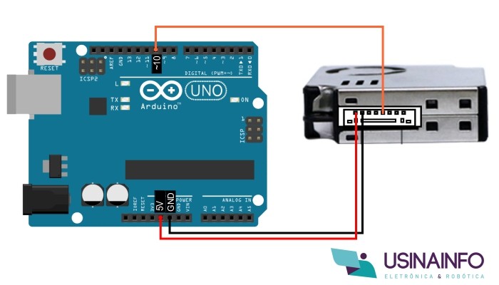 Conexões Sensor Detector de Poeira D9 com Arduino - [1036773]