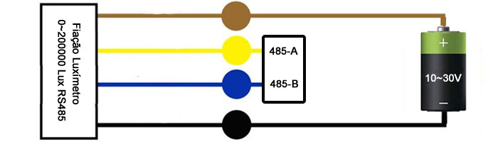 Ligações Luxímetro 0~200000 Lux com Tempratura e Umidade RS485 Modbus-RTU - [1036788]