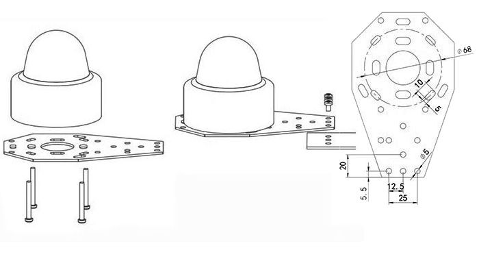 Dimensões Suporte Pluviômetro Óptico com Sensor de Luminosidade RS485 - [1036790]