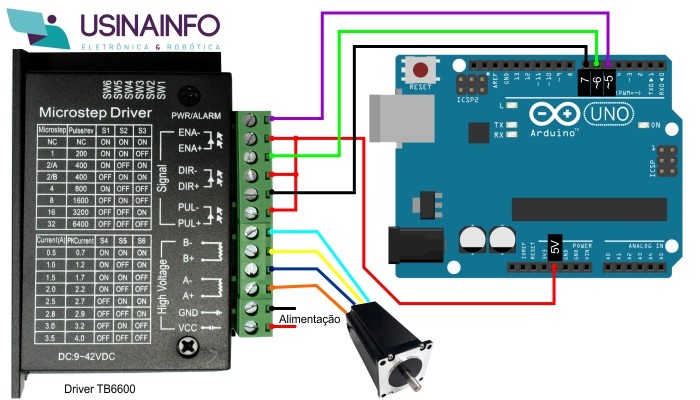 Ligação Driver Motor de Passo TB6600 4A com Arduino - [1036963]