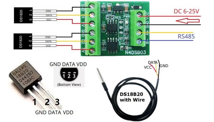 Características Conversor RS485 para DS18B20 - N4DSB03 - [1037042]