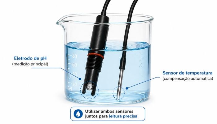 Modo de uso eletrodo e sensor de temperatura - [1037050]