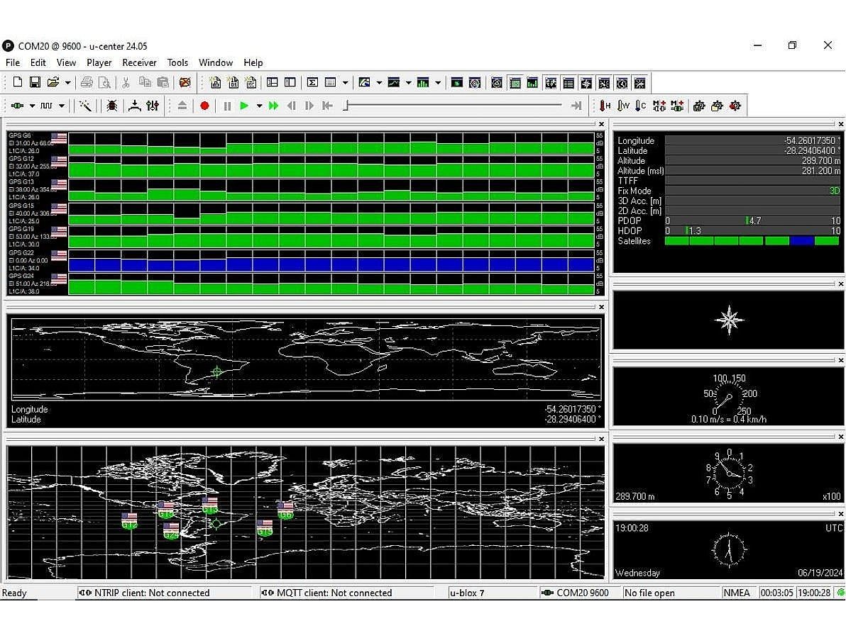 Imagens do Software do Fabricante Ublox para visualização dos dados do GPS NEO-7M - [1037090]
