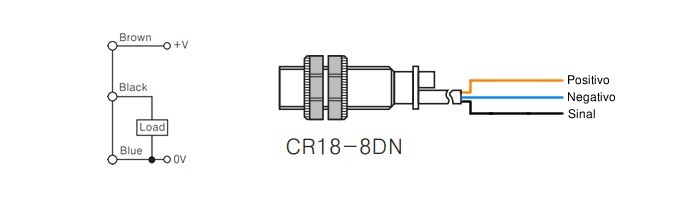 Sensor Capacitivo de Proximidade 0 a 8mm PNP NA Corpo PA6 - CR18-8DP - [1037160]