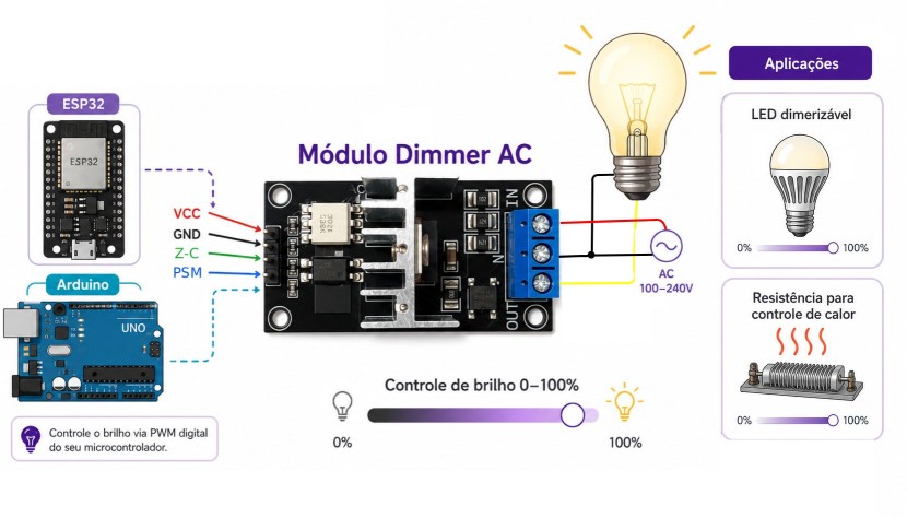 Utilização Módulo Dimmer RD-8A Bivolt - [1037230]