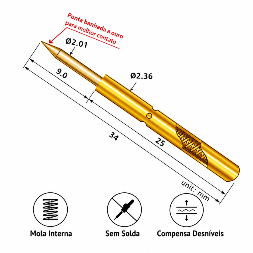 Dimensões Pogo Pin P156-B - [1037233]