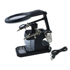 Lupa com Suporte Terceira M&atilde;o e Ilumina&ccedil;&atilde;o em LED XC-LP-803 - Aumento 2.5D 4D 16D