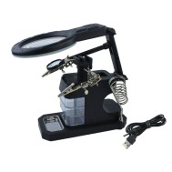 Lupa com Suporte Terceira M&atilde;o e Ilumina&ccedil;&atilde;o em LED XC-LP-803 - Aumento 2.5D 4D 16D