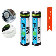 Bateria 18650 L&iacute;tio Recarreg&aacute;vel 3.7V 3800mAh Button-top - Kit com 2 Unidades OUTLET