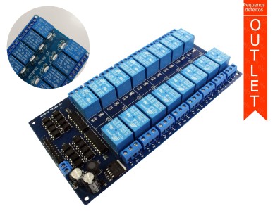 M&oacute;dulo Rel&eacute; 5V 10A 16 Canais com Optoacopladores - OUTLET - Imagem 1