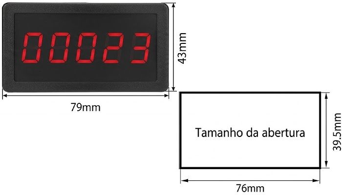 Dimensões Contador Digital de Pulsos 5 Dígitos RS5135 - [1037436]