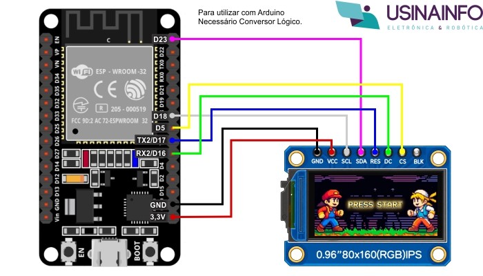 Ligação Display TFT Colorido SPI ST7735S com ESP32 - [1037437]