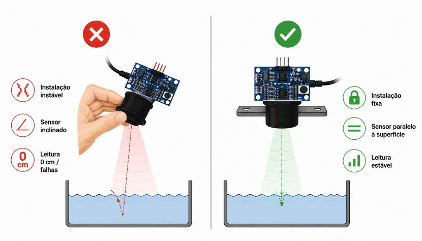 Instalação correta Sensor Ultrassônico JSN-SR04M-2 - [1037444]