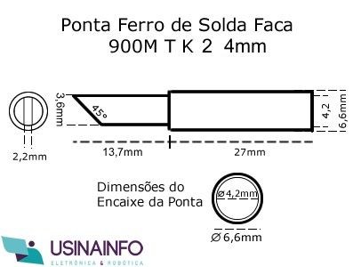 Dimensões Ponta para Ferro de Solda Tipo Faca 3,5mm 900M-T-K 2 - [1037451]