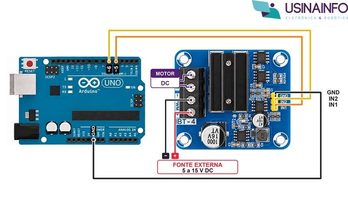 Ligações Driver Ponte H IBT-4 50A com Arduino - [1037535]