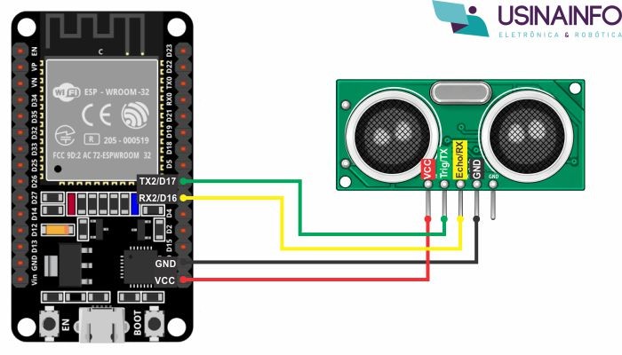 Ligação Sensor Ultrassônico US-100 com ESP32 - [1037559]