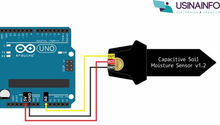 Ligação Sensor de Umidade de Solo Capacitivo - CS12-PRO com Arduino - [1037586]