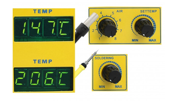 Estação de Solda e Retrabalho Yaxun 702/702B+ / 902+ 2 em 1 de Uso Industrial - 127V