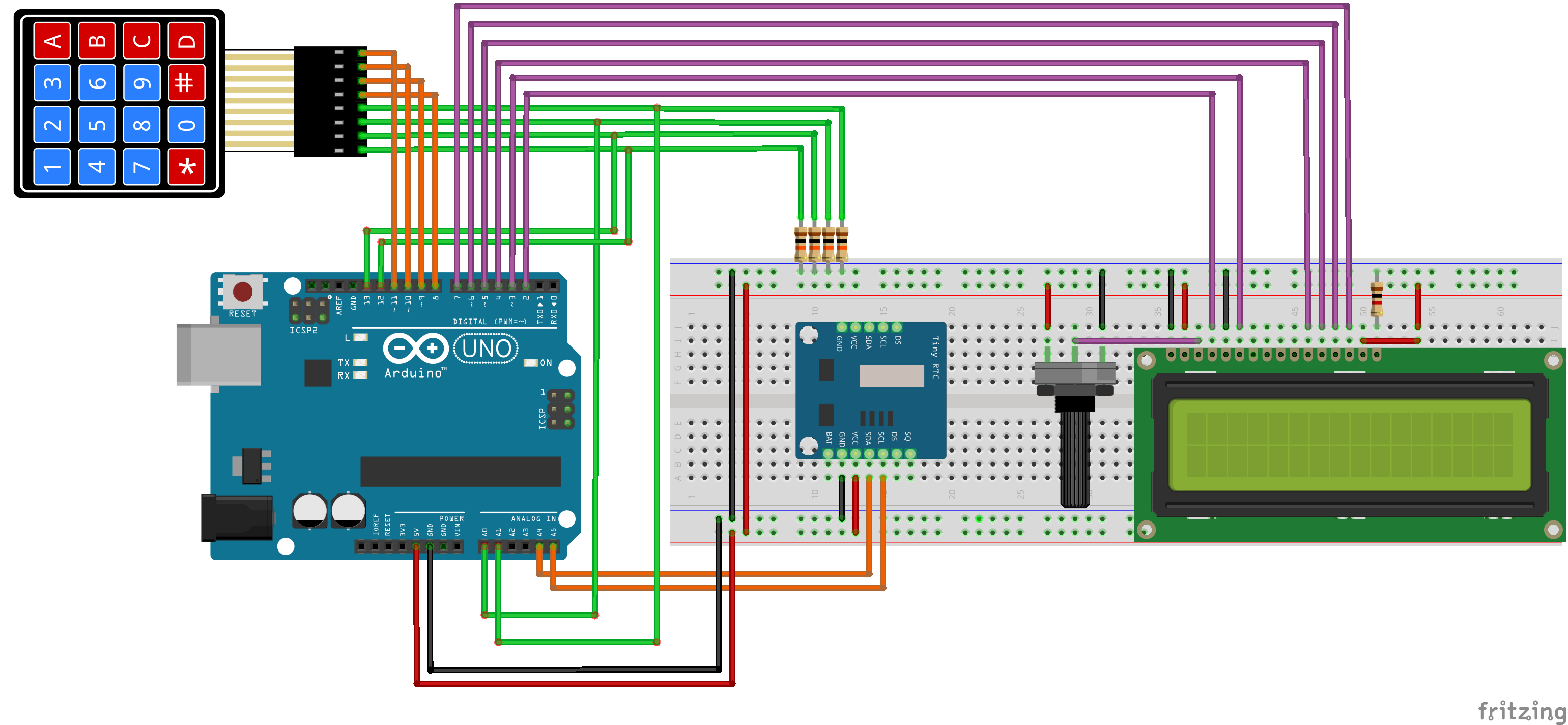 Esquema Eletrônico do Relógio Digital com Arduino.