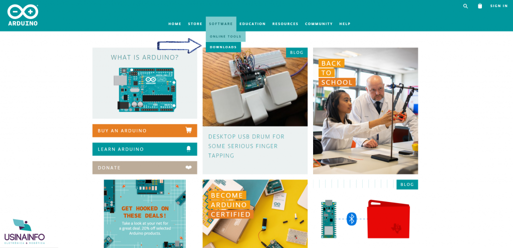 Página Inicial Site Oficial Arduino