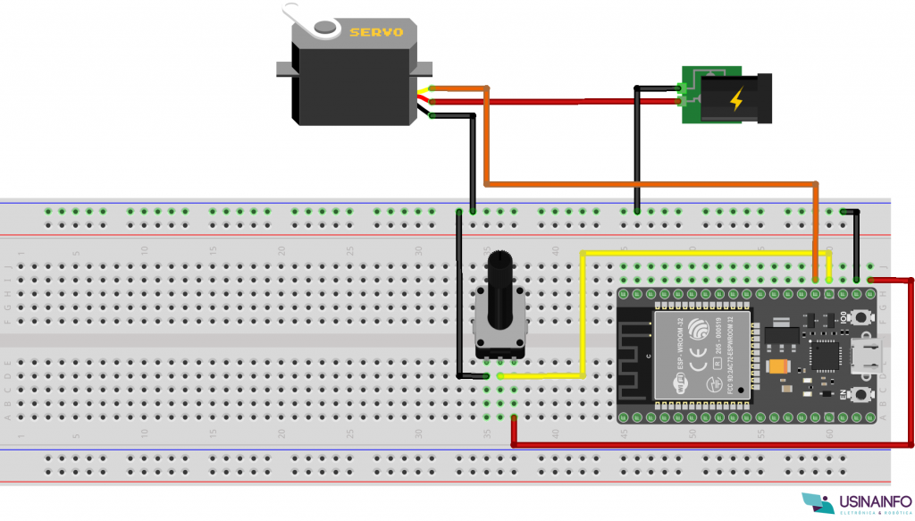 Esquemático Projeto ESP32 Controlando Servo Motor