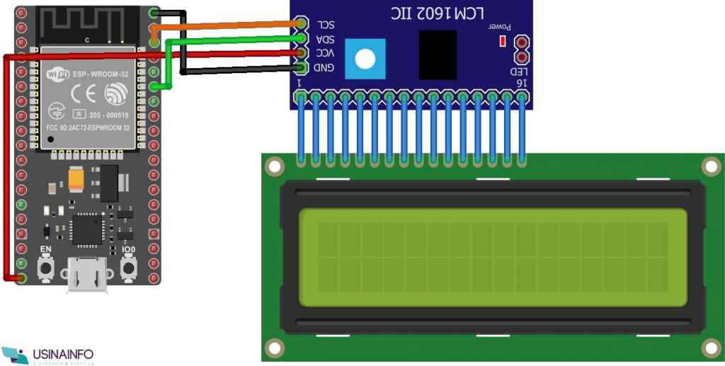 Esquema de Ligação do Display I2C 16x2 com ESP32