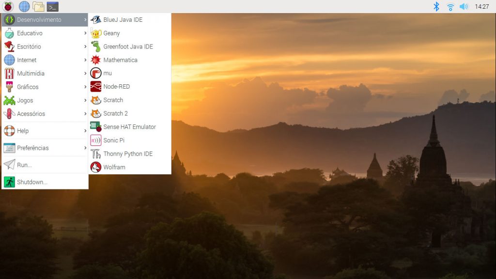 Softwares de desenvolvimento do menu Raspbian