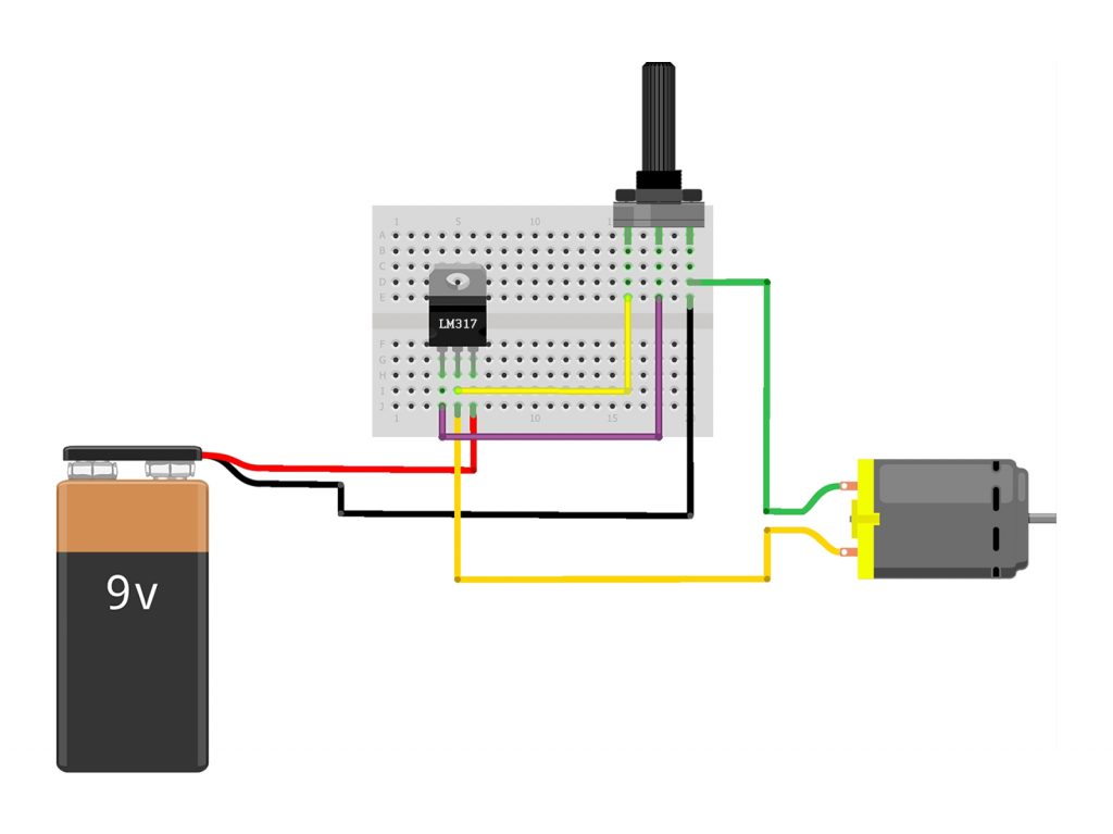 Esquema de Ligação do Regulador LM317 com Potenciômetro e Motor DC