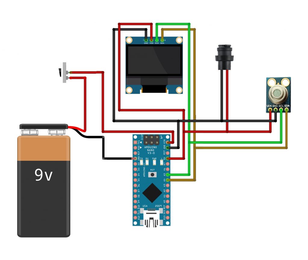 Esquema de Ligação do Termômetro Infravermelho com Arduino Nano