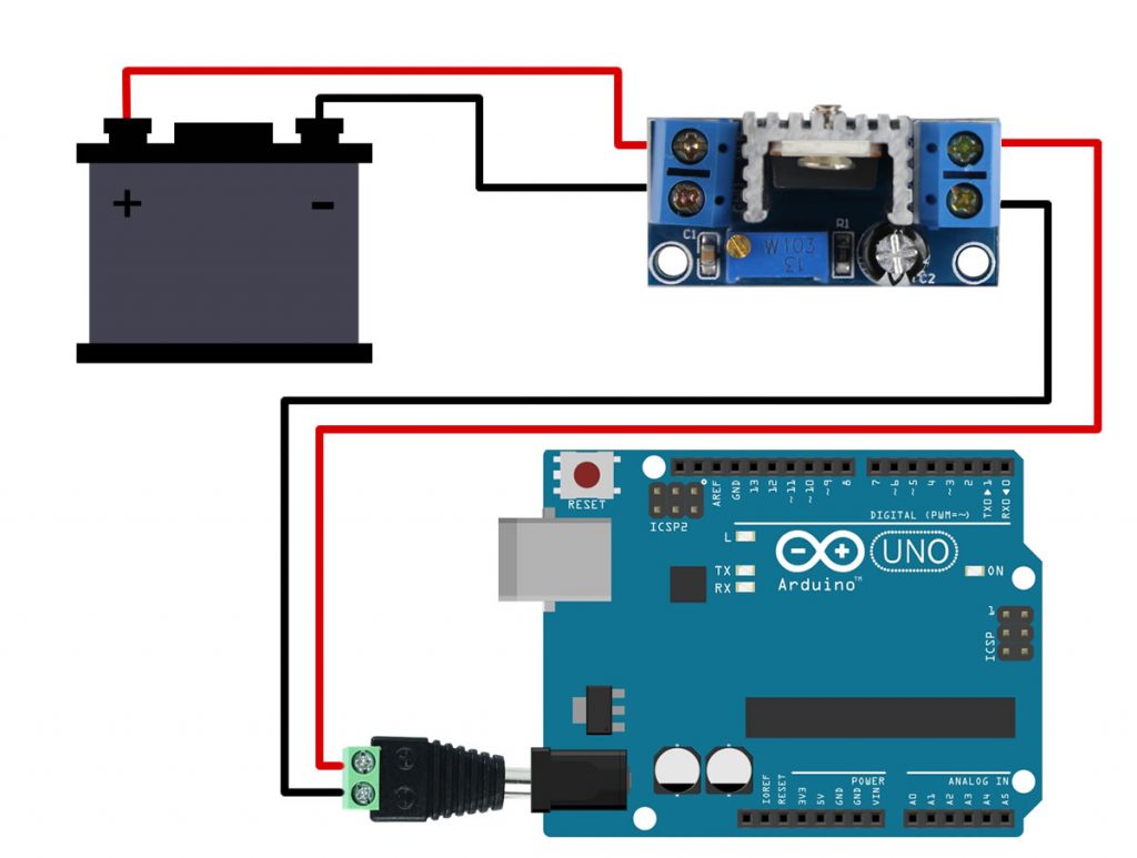 Esquema de Ligação do Arduino com Bateria Automotiva