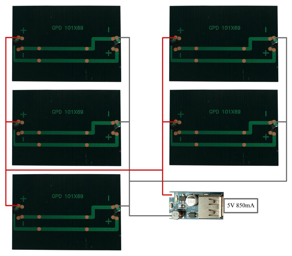 Ligação em Paralelo do Mini Painel Solar 5V 200mA como Carregador Solar
