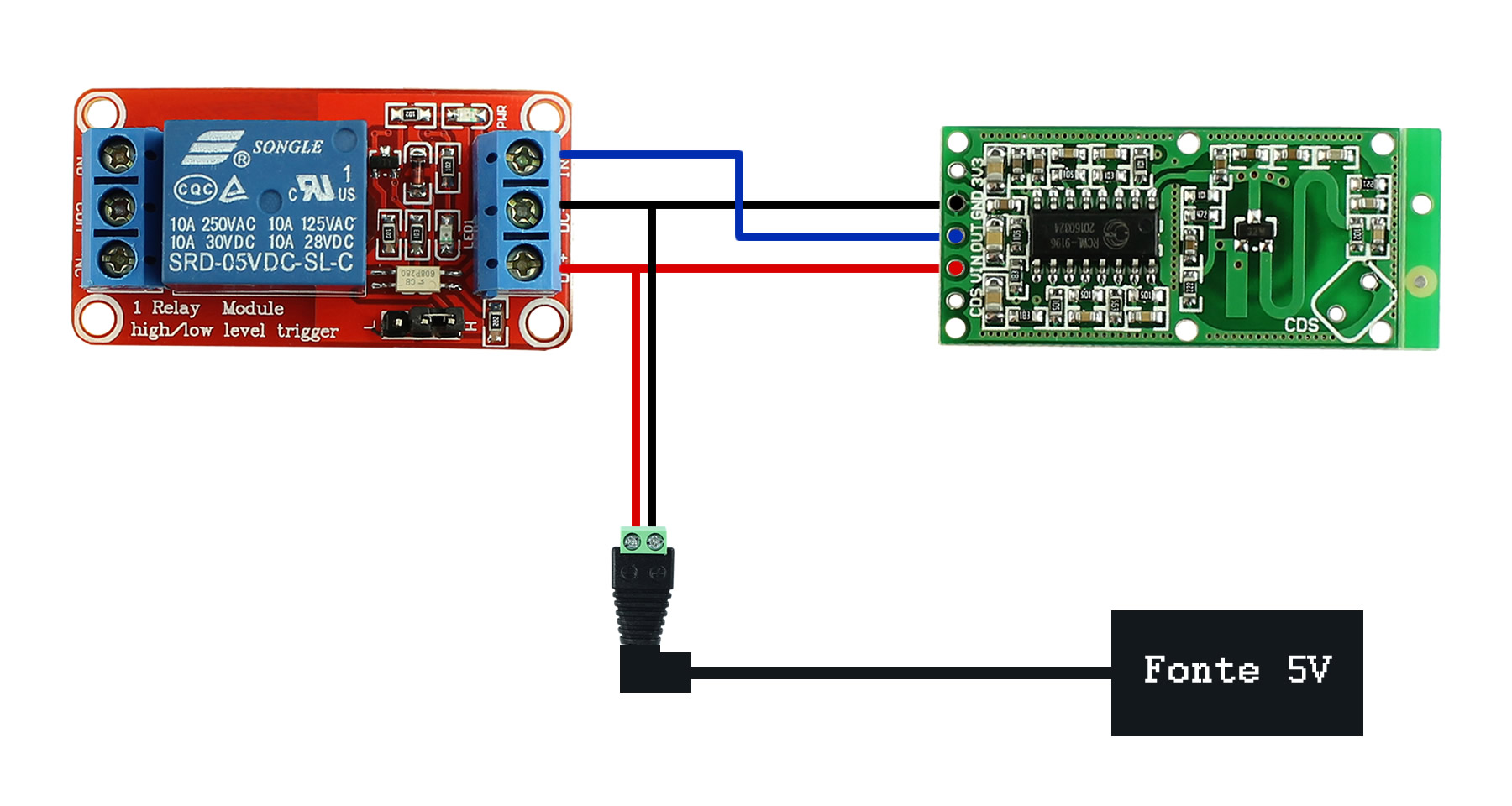 Esquema Elétrico do Projeto Sensor de Movimento sem Arduino