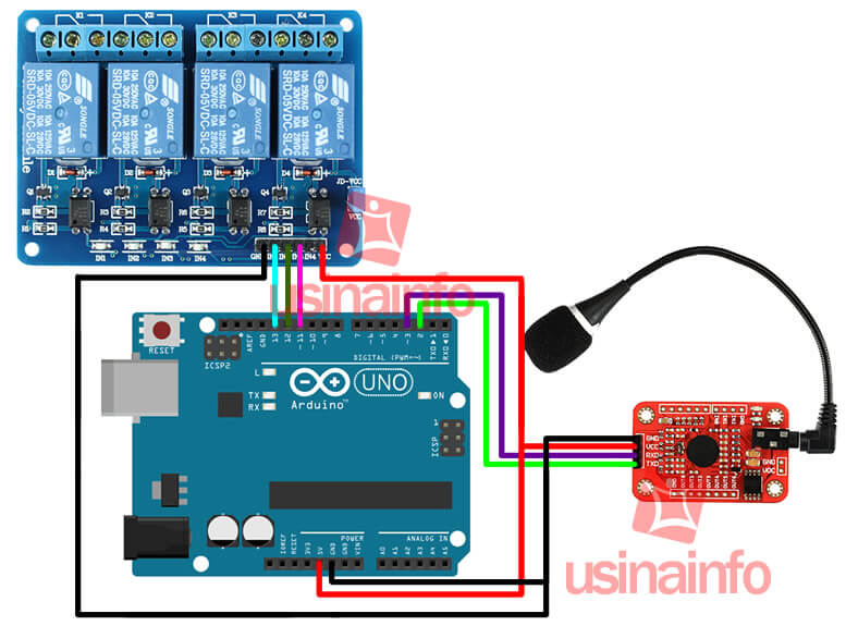 Esquema de Ligação Módulo de Reconhecimento de Voz com Relé