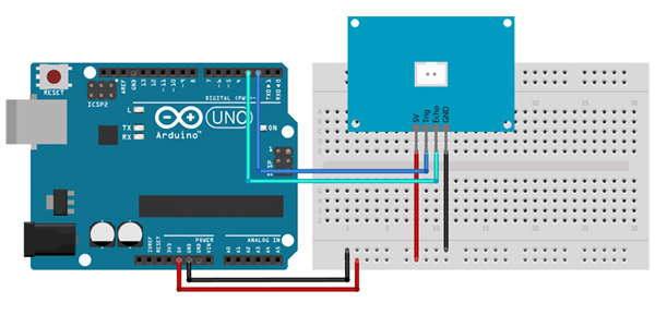 Exemplo de Ligação Sensor Ultrassônico JSN-SR04T com o Arduino