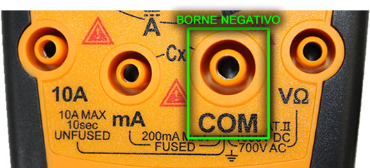 Borne Negativo do Multímetro
